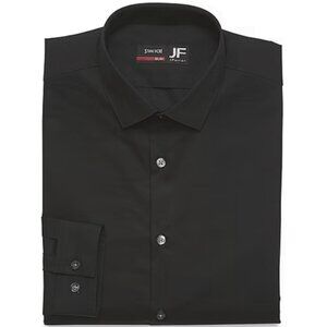 J. Ferrar Big and Tall Mens Long Sleeve Dress Shirt (Black, 18 1/2, 36-37 Big)
